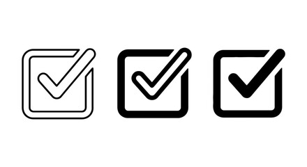 Checkmark Icons Set, Simple Tick Mark Graphics, Approved Symbol Vector Collection © Runu