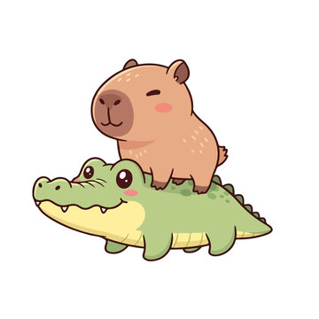 capybara with crocodile