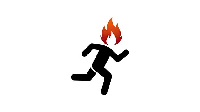 Running figure icon with fire head.