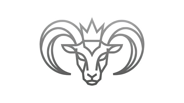 Silver ram head logo with crown for leadership.
