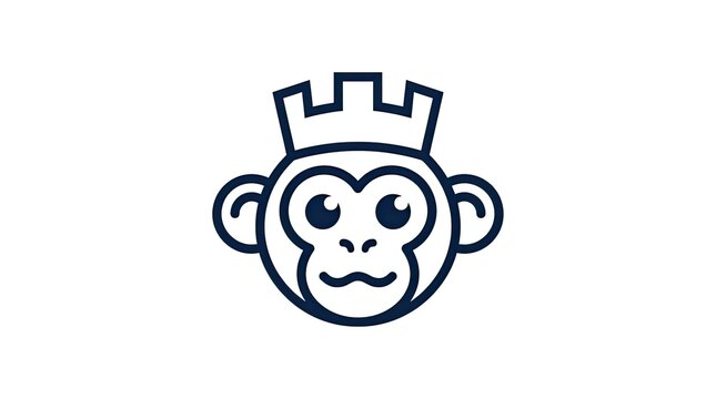 King monkey with crown line art logo