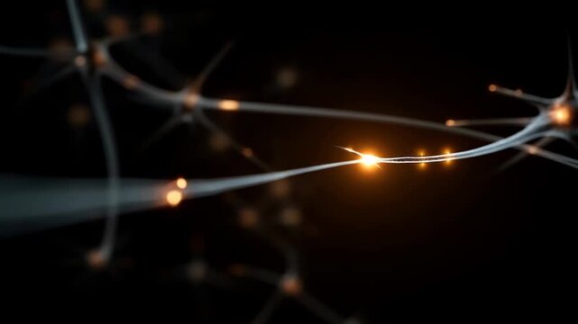 3D animation of a dying neuron shrinking and losing connections. Neurodegeneration process representing dementia, stress, or cellular burnout. Abstract medical and neuroscience concept.