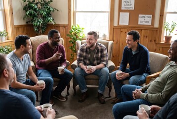 Fototapeta premium Men Sharing Conversation During Community Support Group