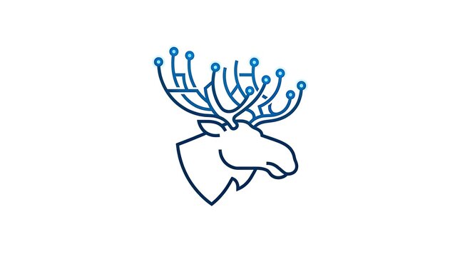 Moose head outline with tech circuit antlers.