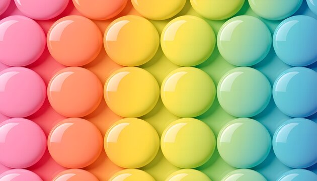 Colorful rainbow candy dot pattern vector illustration, seamless glossy polka dot background for gift wrapping paper and packaging design