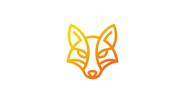 Orange fox head geometric line art mascot logo