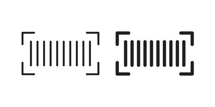 Barcode read icon flat outline in black