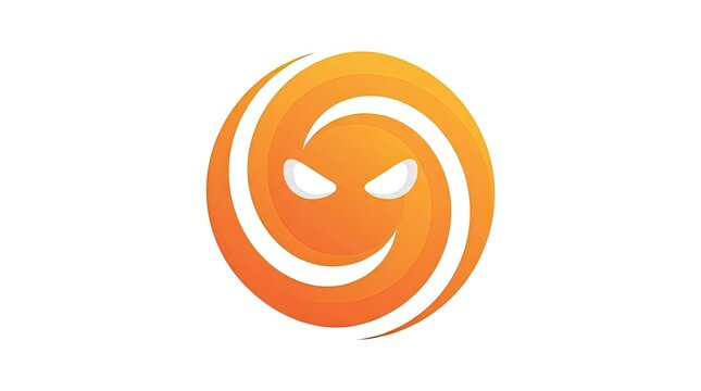 Orange swirl monster eye abstract logo.