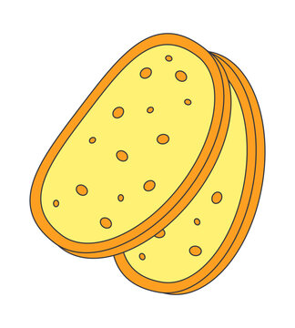 Sliced bread pieces 2D cartoon clip art. Fresh bakery product with crust and crumb. Dietary carbohydrates. Staple food isolated flat vector element on white background. Spot illustration