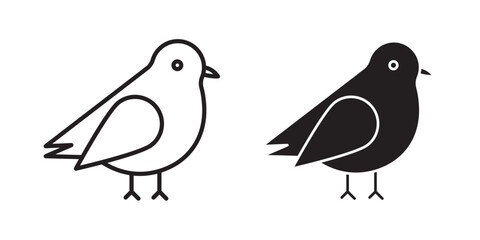 Fototapeta premium Bird icon flat outline in black