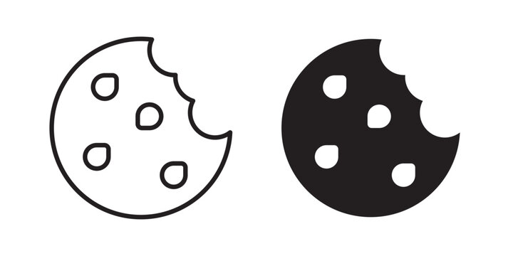 Cookie icon flat outline in black