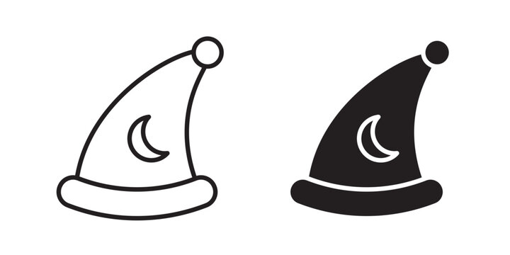 Sleeping hat icon flat outline in black