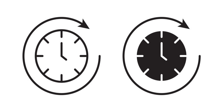 Time forward icon flat outline in black