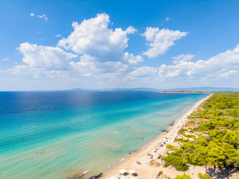 Aerial View of Stavronikita Beach, Kassandra, Halkidiki, Greece