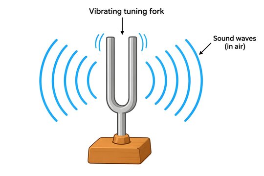 Tuning Fork Oscillation and Sound Wave Illustration