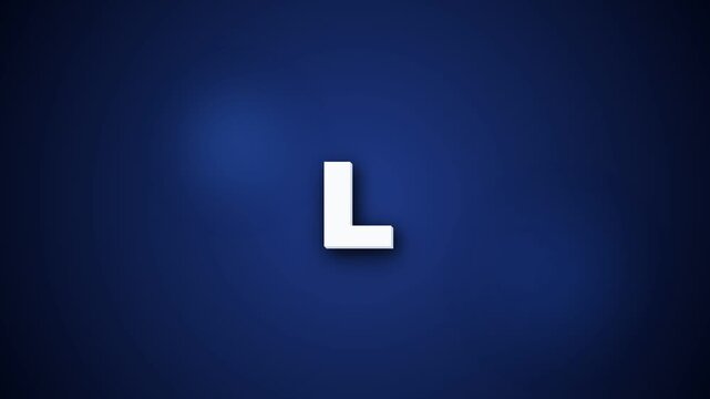 White 3d letter l on dark blue background in grid pattern