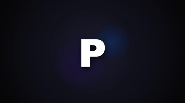 3d letter p glowing in a grid on dark background