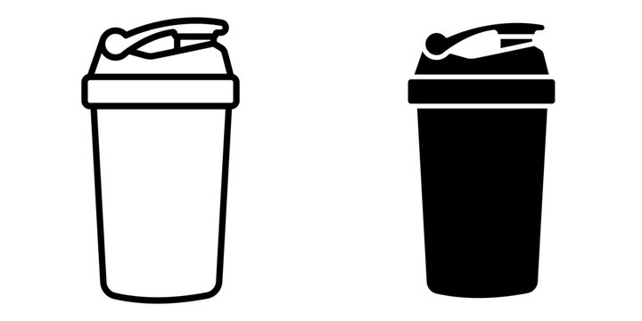 Protein shake icon flat outline in black