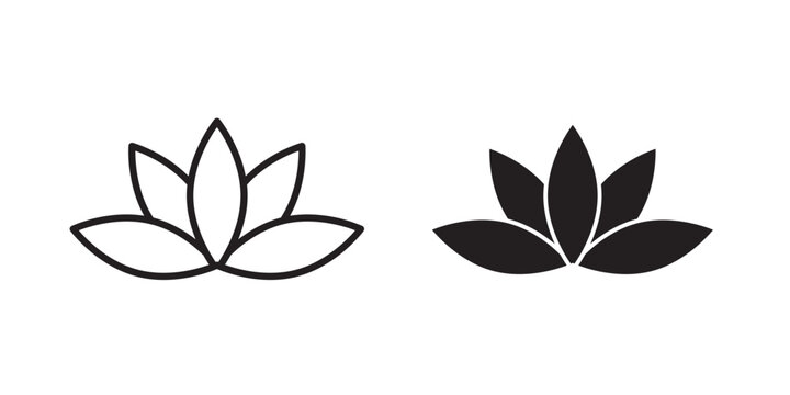 Lotus icon flat outline in black