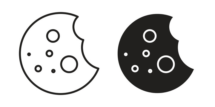 Cookie icon flat outline in black