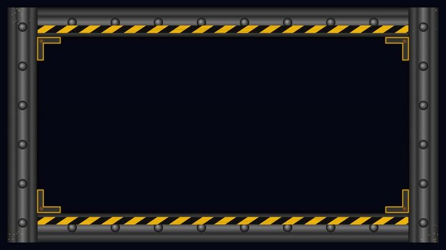 Industrial Warning Striped Metal Border Frame Animation Background