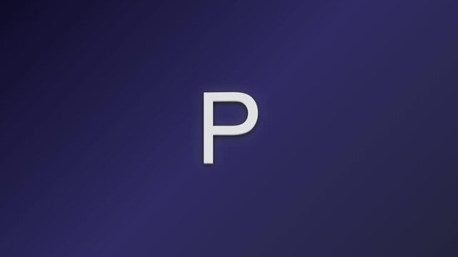 3d letter p spinning on a dark blue background