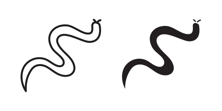 Snake icon flat outline in black