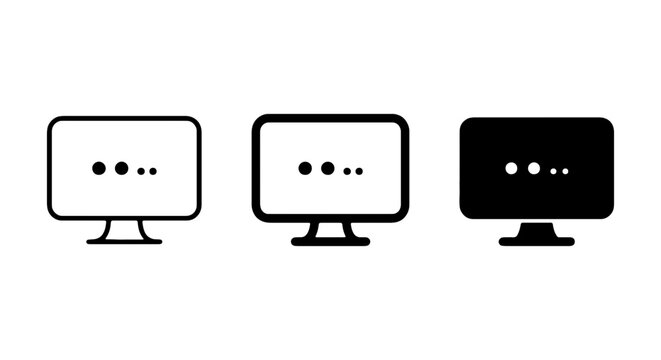 Computer Monitor Icons, Loading Symbol, Progress Indicator, Digital Display, Vector Graphics