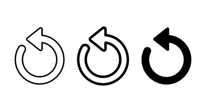 Circular Arrow Icons Set, Refresh Reload Loop Symbols, Undo Redo Action Graphics