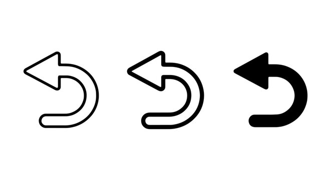 Undo Arrow Icons, Reload Symbol, Back Navigation Buttons, Circular Arrow Graphics