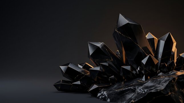 Raw black crystal cluster with sharp points on dark background raw mineral dark stone mineral specimen geological formation earth science gemstone natural crystal dark aesthetic geometric