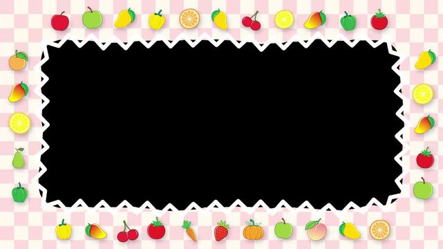 Cute Fruit Border Frame on Pink Gingham Animated Loop