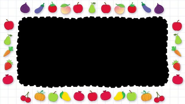 Animated Fruit and Vegetable Whiteboard Border Frame Loop