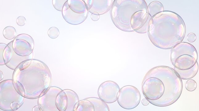 Transparent soap bubbles floating on a bright white background with round bubbles clear bubbles bubble texture soap suds light background abstract bubbles bubble pattern bubble effect floating