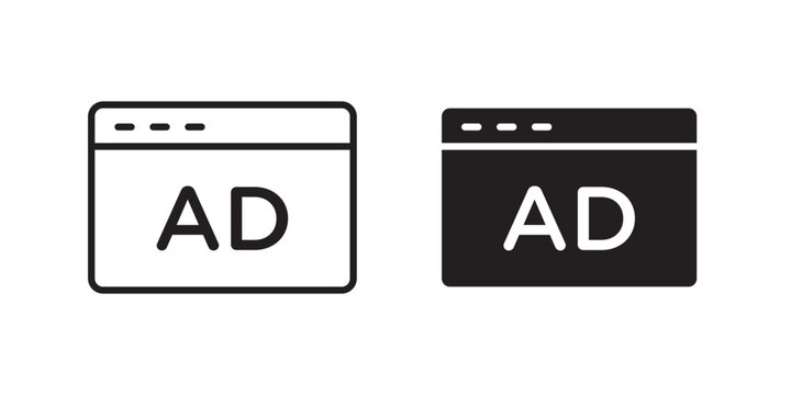 Ad icon flat outline in black