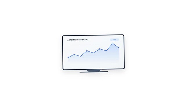 High-converting modern 16:9 widescreen commercial motion graphic featuring a clean, standalone modern smart TV with a transparent background and an animated live financial or data chart graph moving s