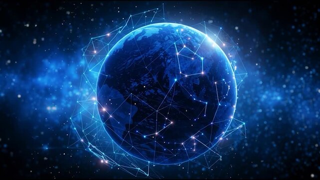 Celestial sphere glows with cosmic blue hues