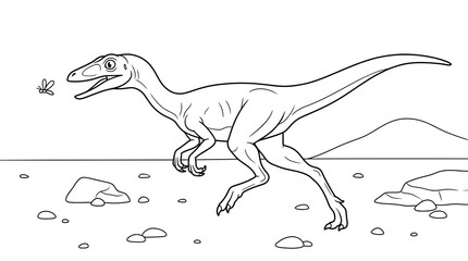 Obraz premium Compsognathus Chasing Insect Roc Gigapixel Art Scale Roc Gigapixel Art