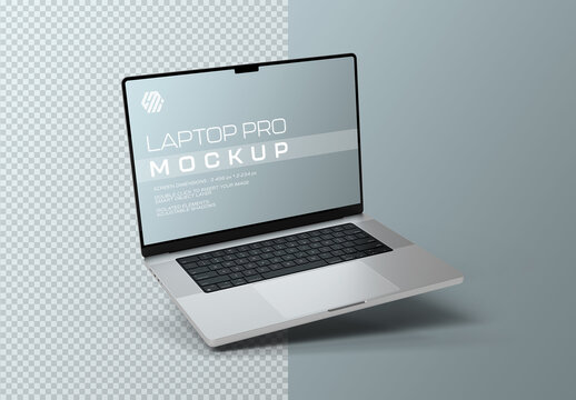 Modern Laptop Mockup on Clean Grey Background