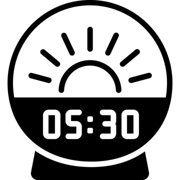 Sunrise Alarm Clock Flat icon with Dawn Simulation Lamp and Wake Up Light