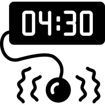 Vibrating alarm clock with bed shaker and silent wake up alert, flat icon of bedside vibration clock  for heavy sleepers