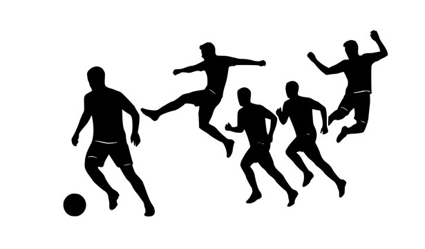Dynamic Soccer Players Formation Football Silhouette Vector Set