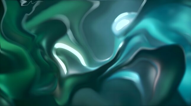 Abstract Green and Teal Liquid Waves with Smooth Organic Fluid Texture &mdash; Abstract background, liquid waves, green texture, teal fluid, organic shapes, flowing surface, modern backdrop, and digital des