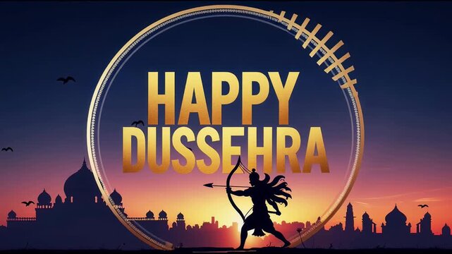 Banner poster greeting card Dussehra Hindu holiday, symbolizing victory good over evil AI Generative