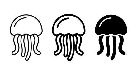 Jellyfish Icons Set, Marine Life Vector Graphics, Ocean Creature Illustrations, Simple Aquatic Animal Symbols © Jamal