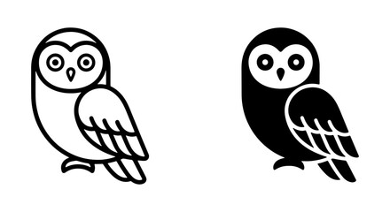 Fototapeta premium Minimalist Owl Icons, Simple Bird Graphics, Outline and Silhouette Styles, Vector Art for Nature and Wildlife Themes