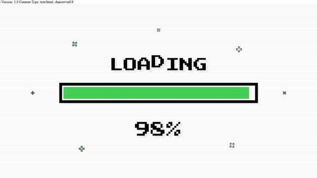 Retro Pixel Loading Bar Animation with Green Progress Counter