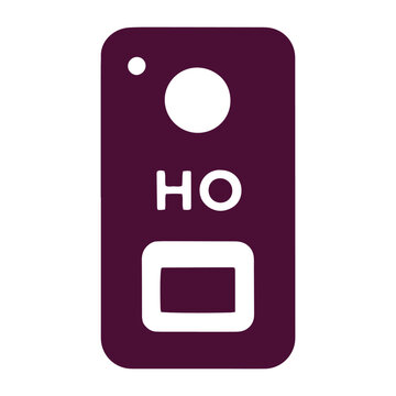 Minimalist digital key card icon with circular sensor and rectangular reader in flat vector style design