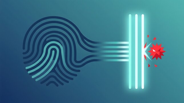 Fingerprint access barrier concept for biometric security, vector illustration