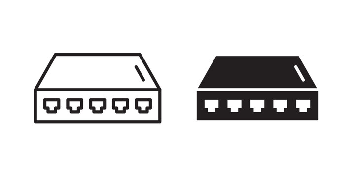 Network switch icon flat outline in black